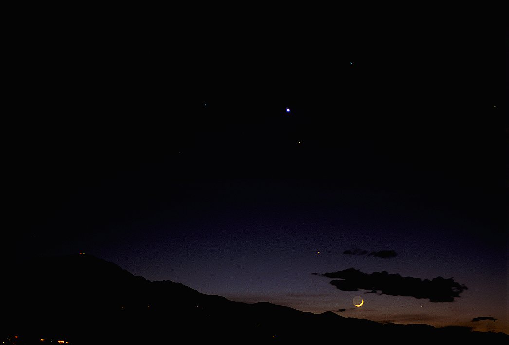 Planets and Crescent Moon Over Pikes Peak, May 13