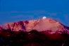 Pikes Peak 
      Moonset and Alpenglow